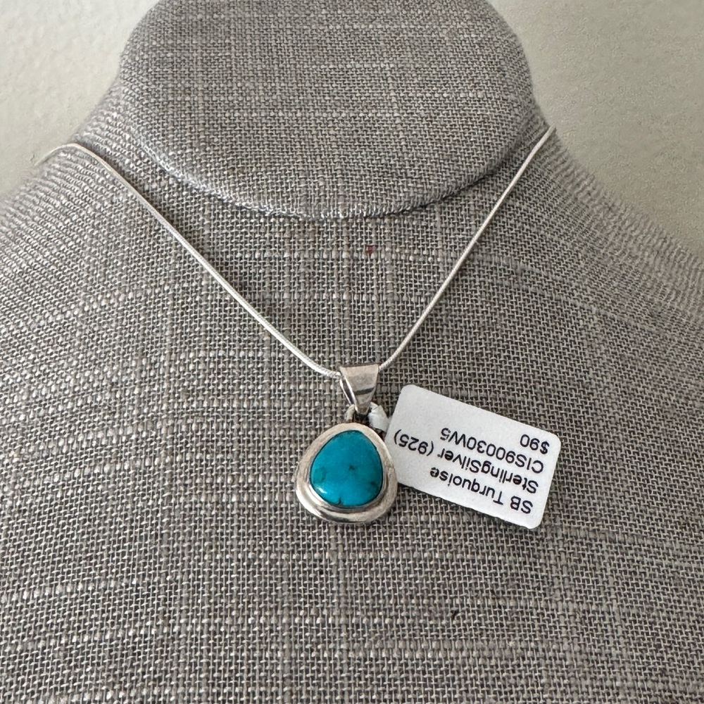 Sleeping Beauty Turquoise Silver Pendant!